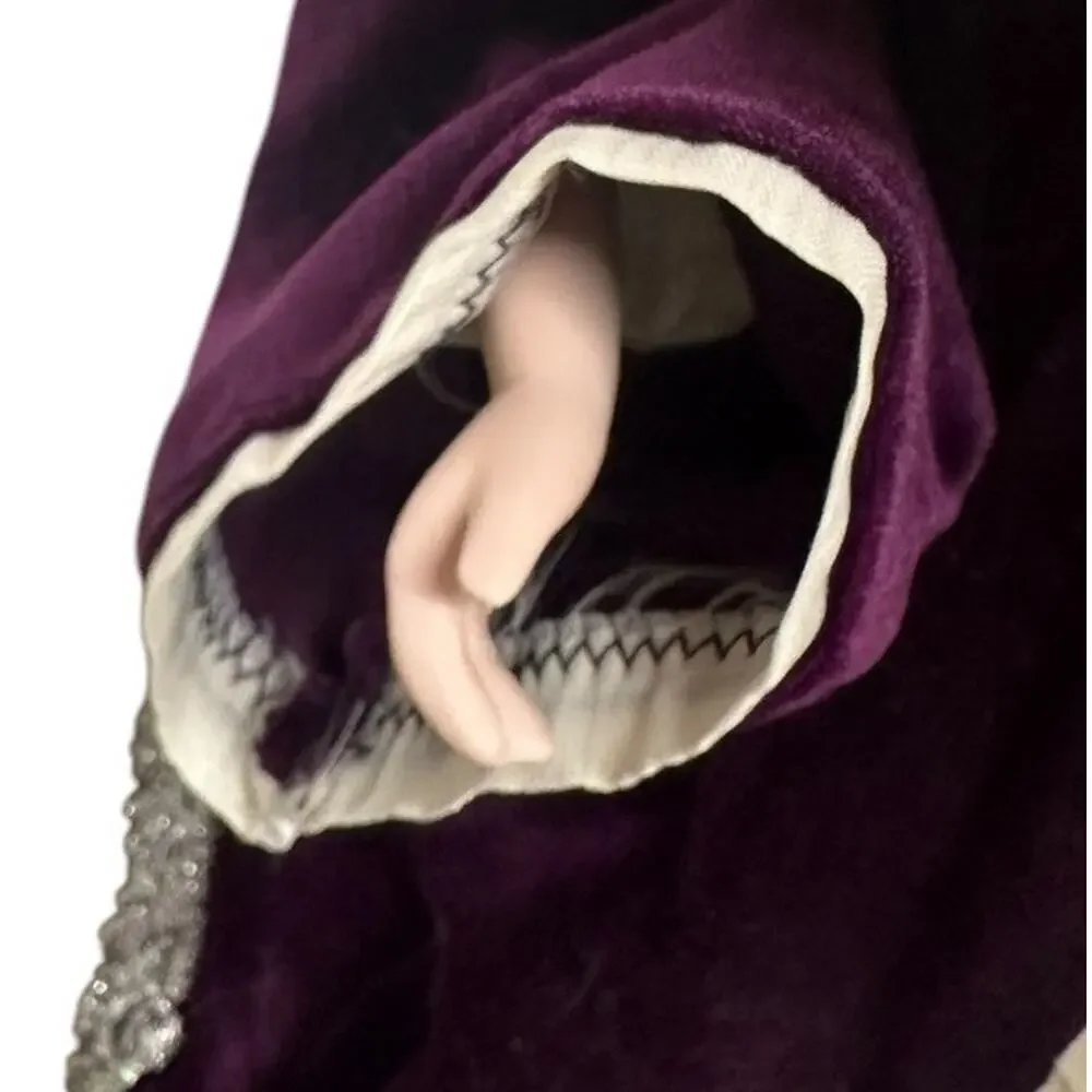 Handmade Old World Santa Figurine w/ Purple Velvet Robe Coat Christmas Decor 14